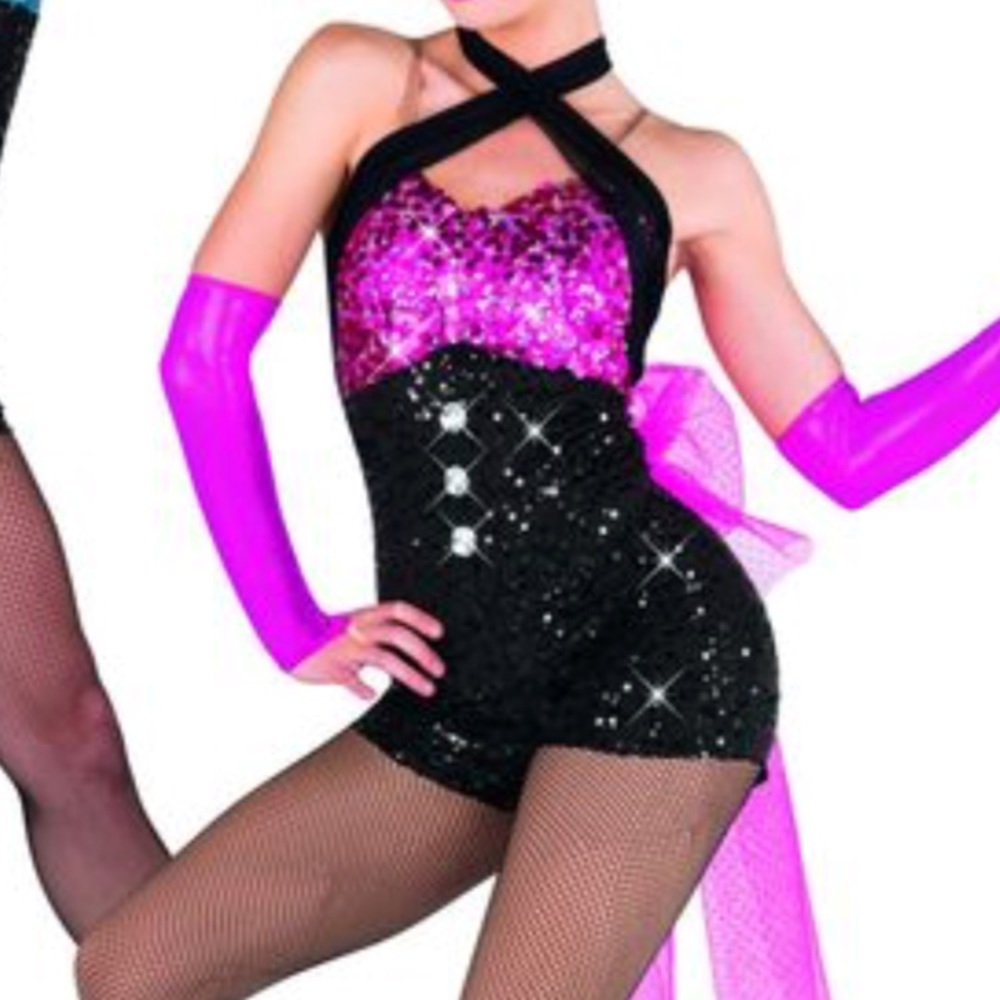 Pink and black jazz dance costume